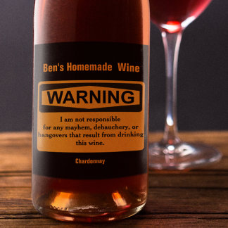 Funny Homemade Wine Warning Label Wijn Etiket