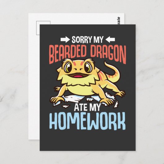 Funny Homework Pardon Kinder Bearded Dragon Briefkaart (Voorkant / Achterkant)