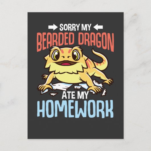 Funny Homework Pardon Kinder Bearded Dragon Briefkaart (Voorkant)