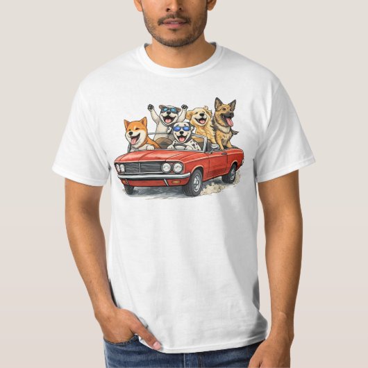 Funny Honden Autorijden T-Shirt (Voorkant)