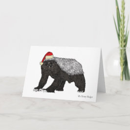 Funny honey badger badger Santa Kerstmis Kaart