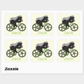 Funny Honey Badger Cycling Badass Bicycle Add Name Vierkante Sticker (Vel)