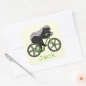 Funny Honey Badger Cycling Badass Bicycle Add Name Vierkante Sticker (Envelop)