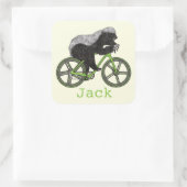 Funny Honey Badger Cycling Badass Bicycle Add Name Vierkante Sticker (Tas)