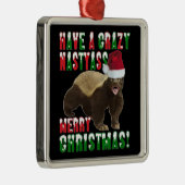 Funny Honey Badger Merry Kerstversient Metalen Ornament (Rechts)