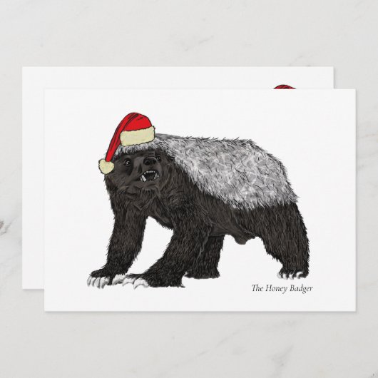 Funny honey badger Santa badass irony Feestdagenkaart (Voorkant / Achterkant)