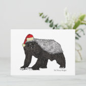 Funny honey badger Santa badass irony Feestdagenkaart (Staand voorkant)