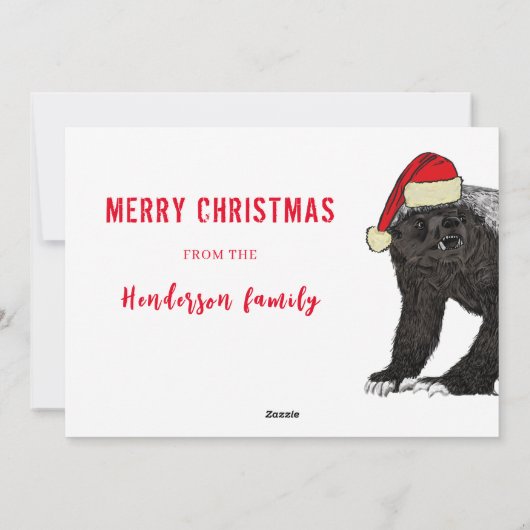 Funny honey badger Santa badass irony Feestdagenkaart (Achterkant)