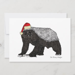 Funny honey badger Santa badass irony Feestdagenkaart