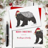 Funny honey badger Santa badass irony Feestdagenkaart