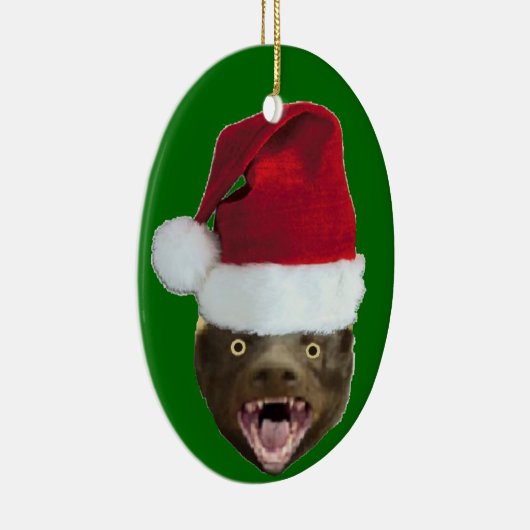 Funny Honey Badger Santa Hat kerstversiering Keramisch Ornament (Rechts)