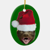 Funny Honey Badger Santa Hat kerstversiering Keramisch Ornament (Voorkant)