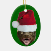 Funny Honey Badger Santa Hat kerstversiering Keramisch Ornament (Achterkant)