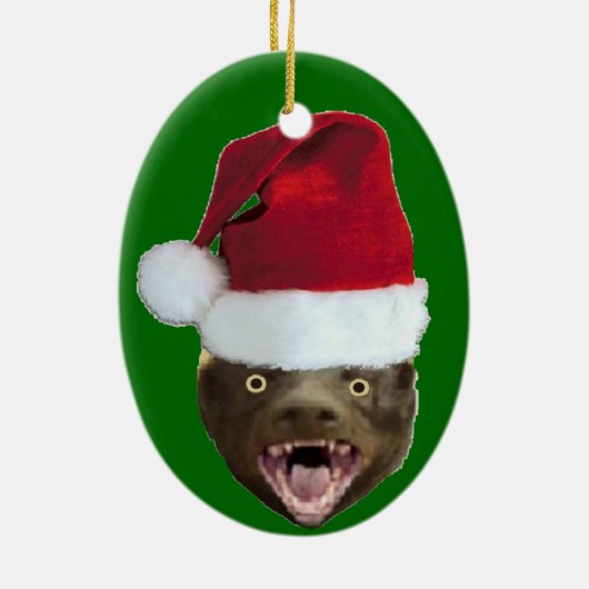 Funny Honey Badger Santa Hat kerstversiering Keramisch Ornament (Achterkant)