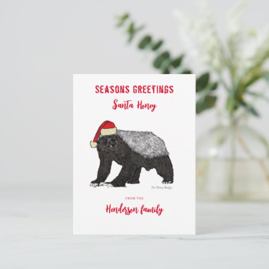 Funny Honey Badger Santa Irony Feestdagenkaart (Staand voorkant)
