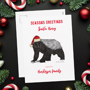 Funny Honey Badger Santa Irony Feestdagenkaart