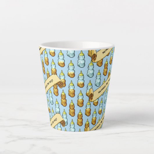 Funny Honey Bear Bottle Squeeze The Day! Pattern Latte Mok (Voorkant)