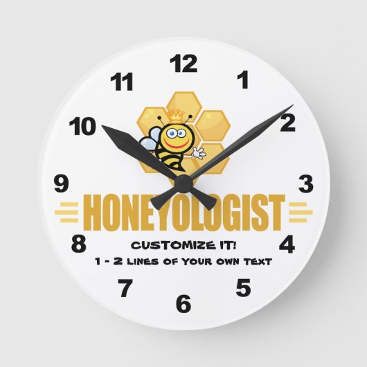 Funny Honey Bee Ronde Klok (Voorkant)