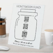 Funny honeymoon fonds QR code digital tip jar Reclamebord Met Voetstuk (Insitu)