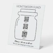 Funny honeymoon fonds QR code digital tip jar Reclamebord Met Voetstuk (Voorkant)