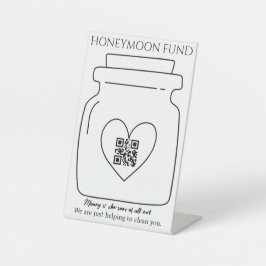 Funny honeymoon fonds QR code digital tip jar Reclamebord Met Voetstuk