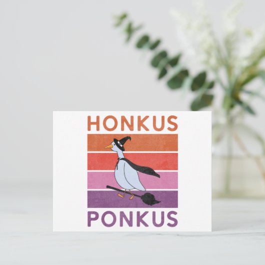 Funny Honkus Ponkus Halloween Goose Witches Honk Briefkaart (Staand voorkant)