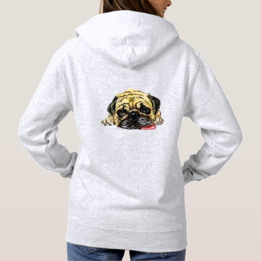 Funny Hoodie met Pug Dog (Achterkant)