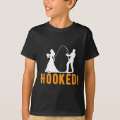 Funny Hooked Bride Groom New Marriage Vist liefde T-shirt (Voorkant)