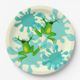 Funny Hoppy Birthday Frog Bord van 9 inch