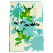 Funny Hoppy Birthday Frog Med Gift Bag Medium Cadeauzakje (Achterkant)