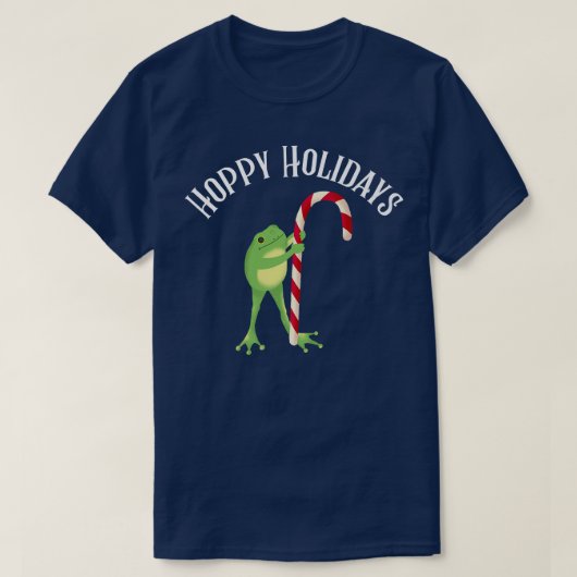 Funny HOPPY FEESTDAGEN met kerstsnoepriet Kikkikke T-shirt (Design voorkant)