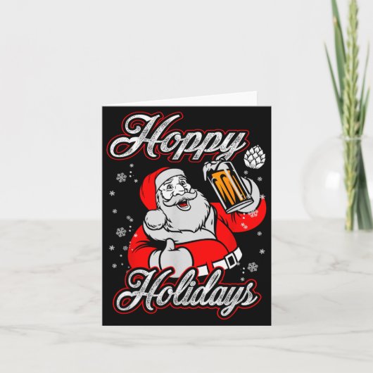 Funny Hoppy Holidays Santa Beer Christmas Drinking Kaart (Voorkant)