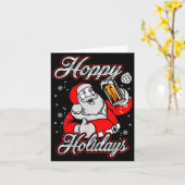 Funny Hoppy Holidays Santa Beer Christmas Drinking Kaart (Gele Bloem)