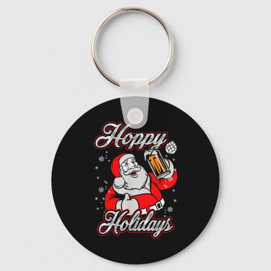 Funny Hoppy Holidays Santa Beer Christmas Drinking Sleutelhanger (Voorkant)
