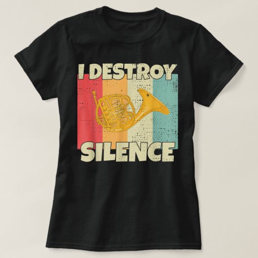 Funny Horn instrument I Destroy Silence voor Frans T-shirt (Design voorkant)
