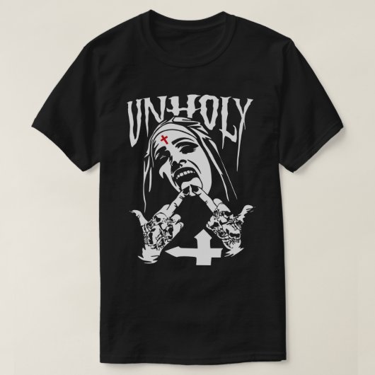 Funny Horror Unholy Nun T-shirt (Design voorkant)