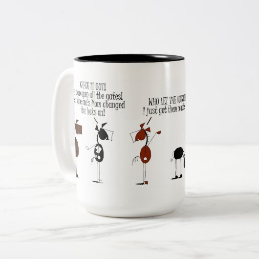 Funny Horse and Cow Cartoon Mok (Voorkant links)