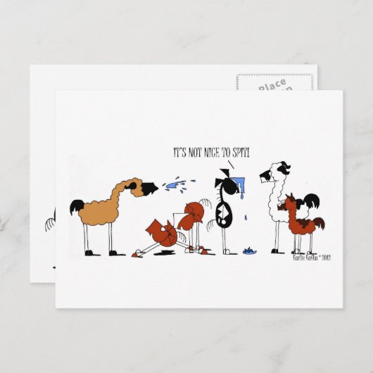 Funny Horse and Llama Cartoon Briefkaart (Voorkant / Achterkant)