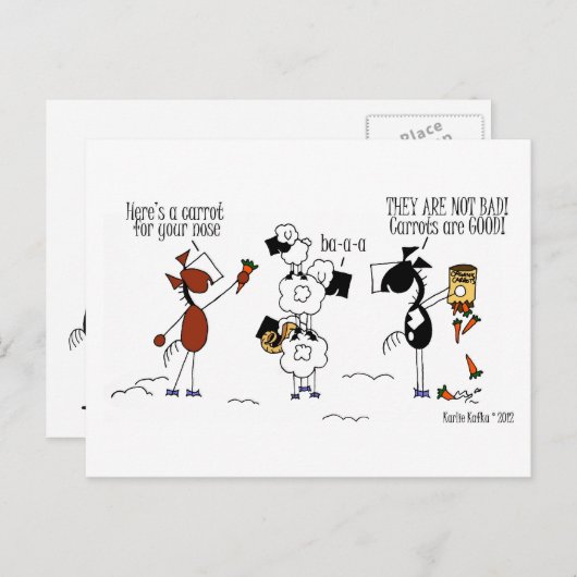 Funny Horse and Sheep Snowman Cartoon Briefkaart (Voorkant / Achterkant)