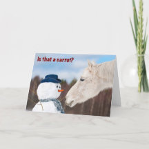 Funny Horse and Snowman's Nose-kerstkaart