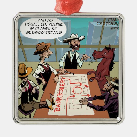 Funny Horse Bank Robber Metalen Ornament (Voorkant)