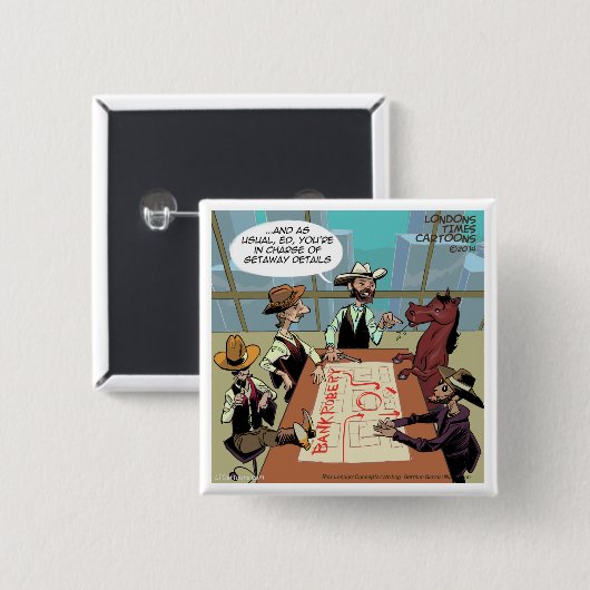 Funny Horse Bank Robber Vierkante Button 5,1 Cm (Voorkant /achterkant)