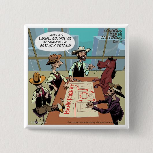 Funny Horse Bank Robber Vierkante Button 5,1 Cm (Voorkant)