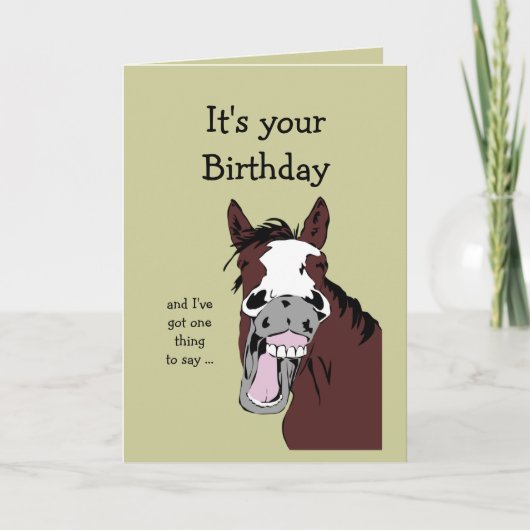 Funny Horse Birthday Cartoon Romantic Gekke Kaart (Voorkant)