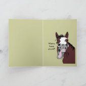 Funny Horse Birthday Cartoon Romantic Gekke Kaart (Binnen)