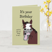 Funny Horse Birthday Cartoon Romantic Gekke Kaart (Gele Bloem)