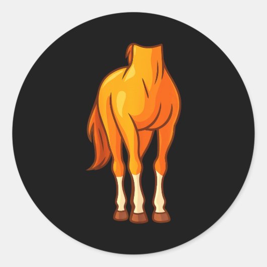 Funny Horse Body Costume Optical Illusion Gift Men Ronde Sticker (Voorkant)