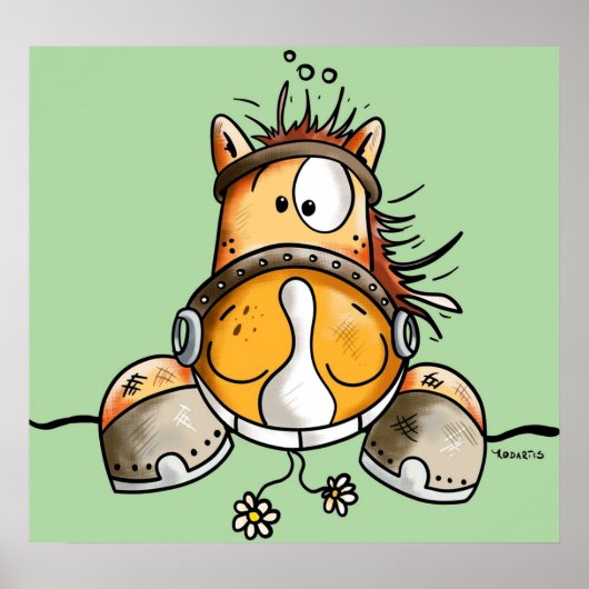 Funny Horse Cartoon Poster (Voorkant)