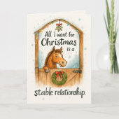 Funny Horse Christmas Equestrians & Animal Lovers Kaart (Voorkant)