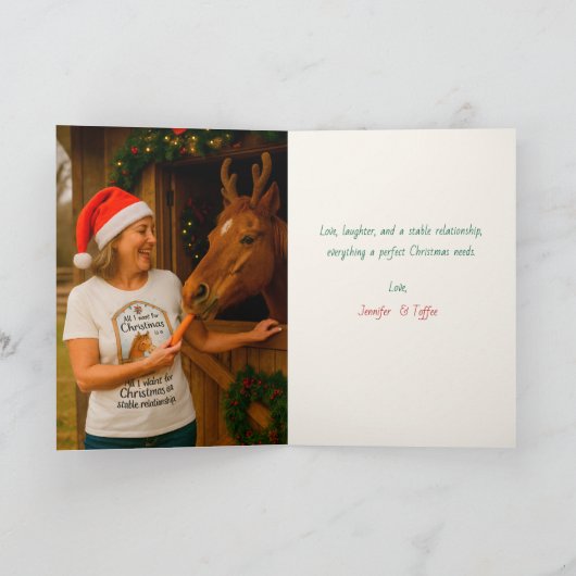 Funny Horse Christmas Equestrians & Animal Lovers Kaart (Binnen)